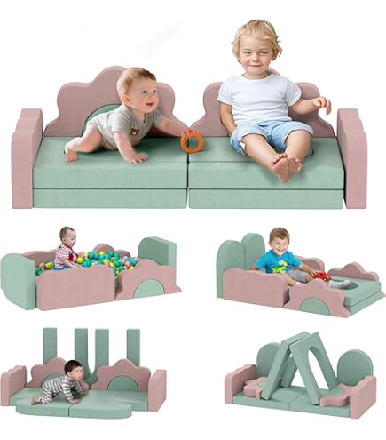 7PCS Kids Play Couch, Premium Modular Kids Play Couch for Toddler